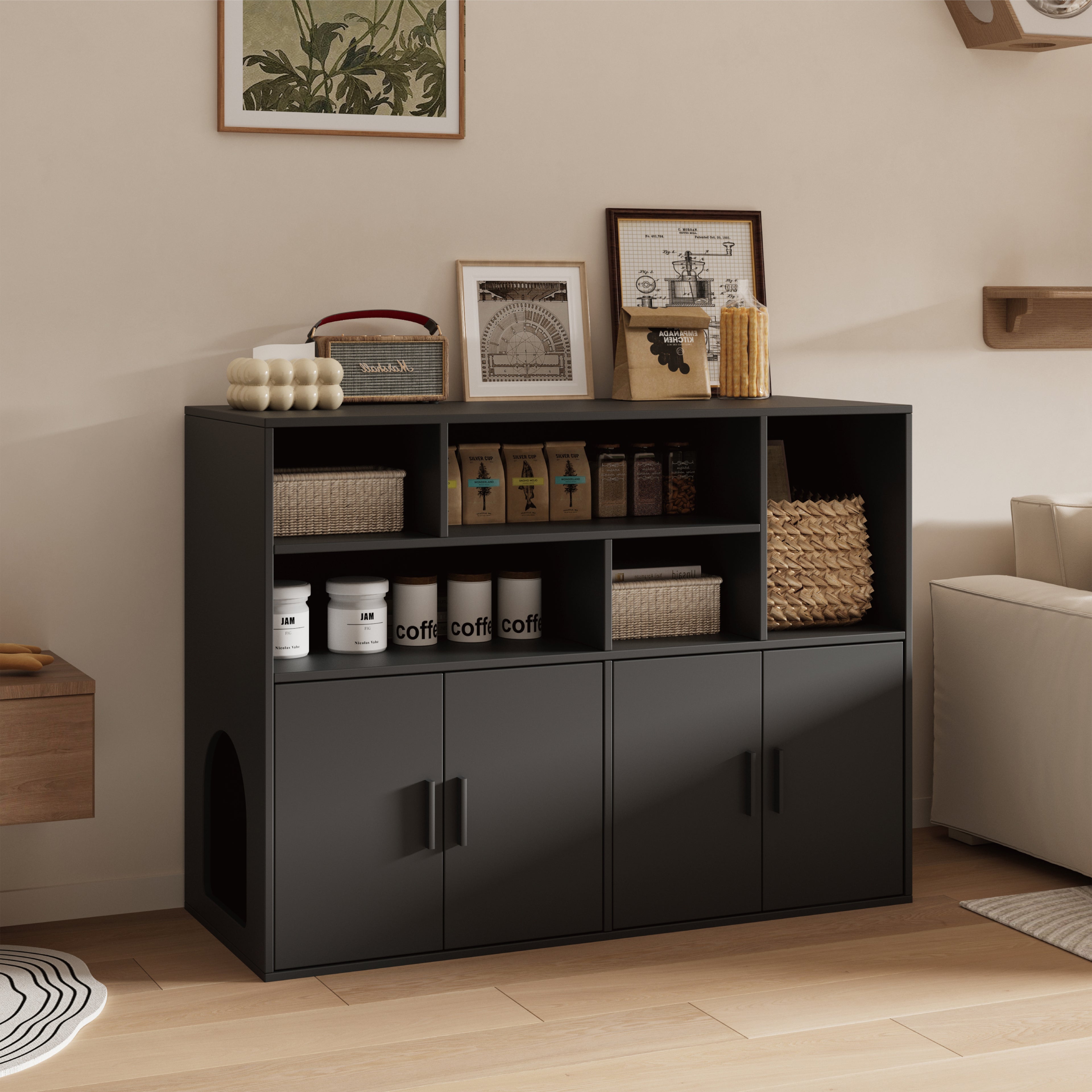 Amunrbrek Double Litter Box Enclosure with Large Storage Space