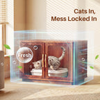 Amunrbrek 31.5" Walnut Fluted Cat Litter Box Enclosure Furniture Cabinet