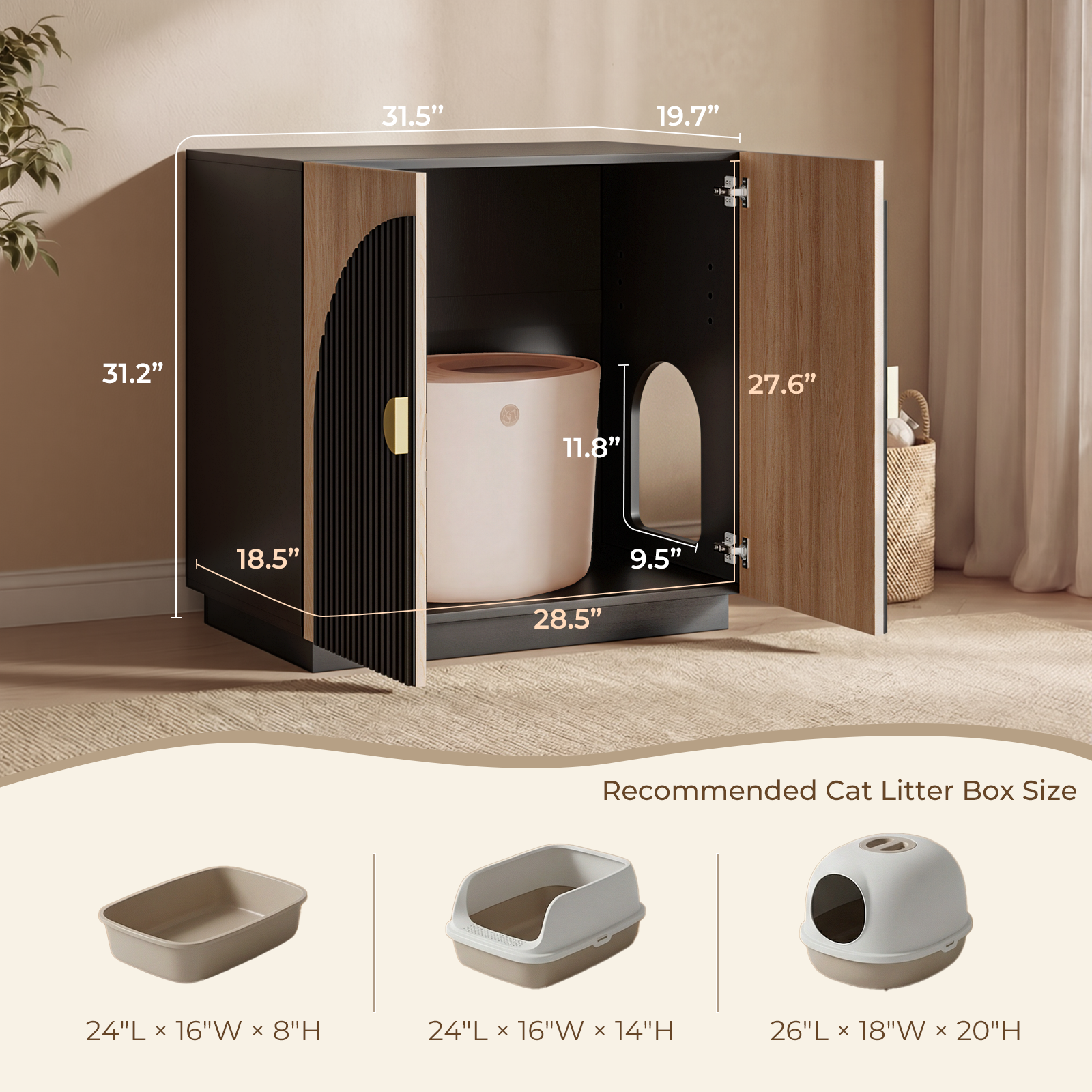 Amunrbrek Large Litter Box Enclosure with Storage