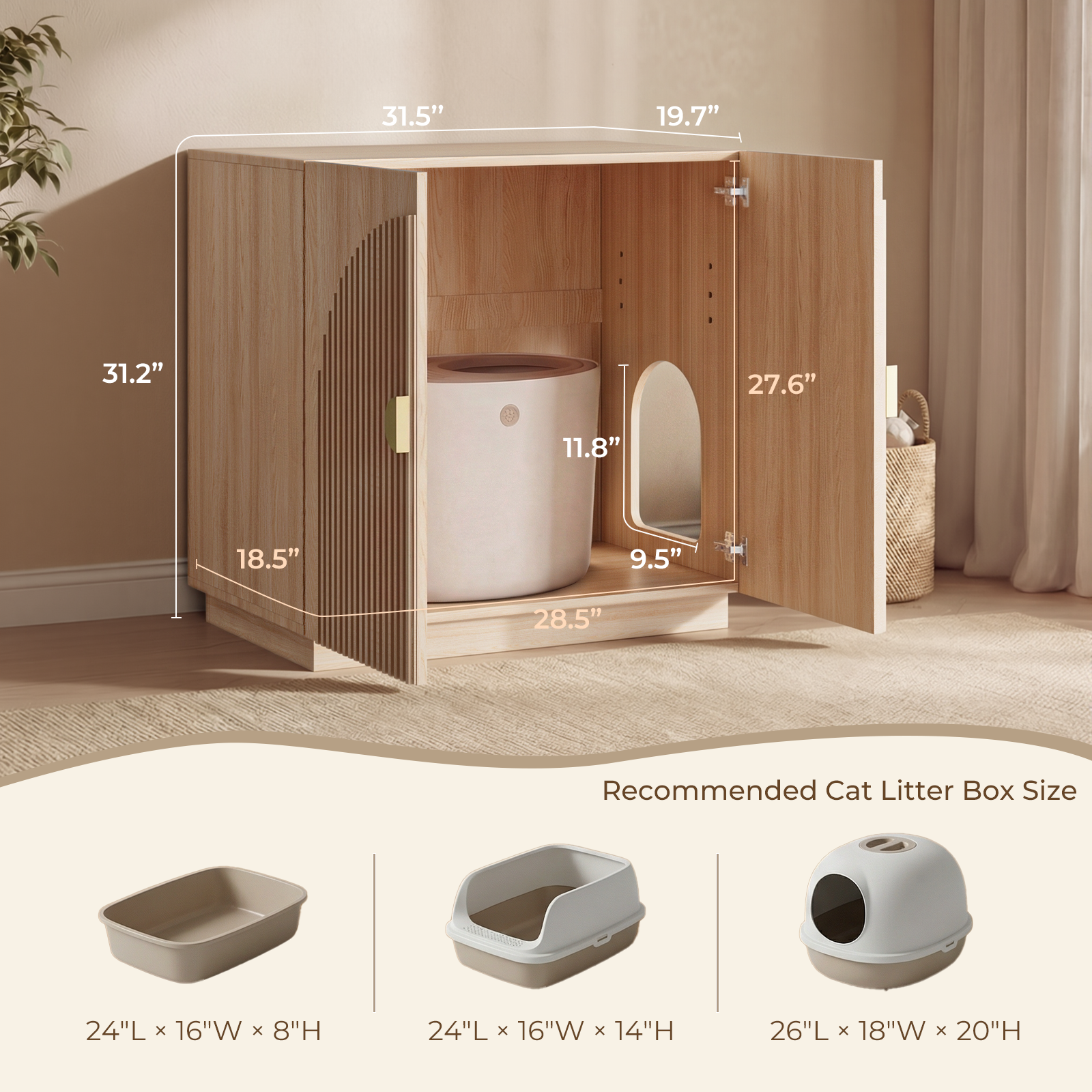 Amunrbrek Large Litter Box Enclosure with Storage