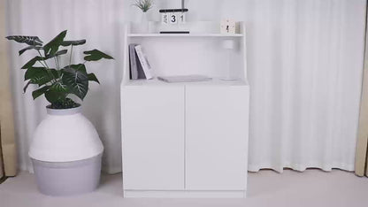 Amunrbrek Large/Tall Litter Box Enclosure with Open Shelf Sideboard Cabinet – XL Hidden Cat Furniture